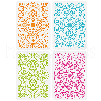 4Pcs 4 Styles PET Hollow Out Drawing Painting Stencils DIY-WH0394-0131-1