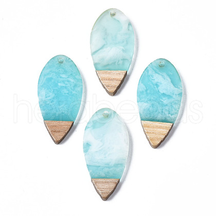 Transparent Resin & Walnut Wood Pendants RESI-T035-27-A02-1