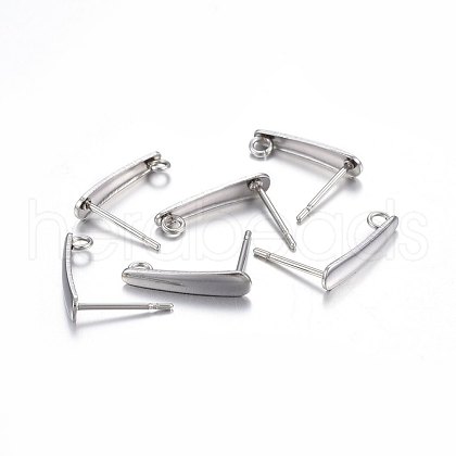 Non-Tarnish 201 Stainless Steel Stud Earring Findings X-STAS-P210-39P-1