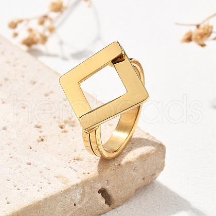 304 Stainless Steel Rhombus Finger Rings RJEW-Q012-16G-1