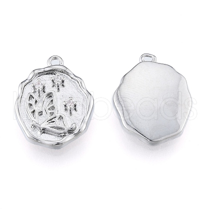 Brass Micro Pave Clear Cubic Zirconia Pendants KK-N216-577P-1