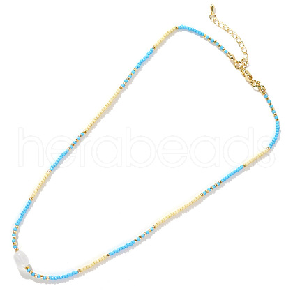 Summer Beach Style Natural Quartz Crystal & Colorful Seed Beads Beaded Necklace for Women KD2923-1-1