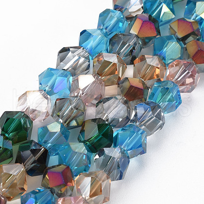 Electroplate Transparent Glass Beads Strands EGLA-T008-21-1