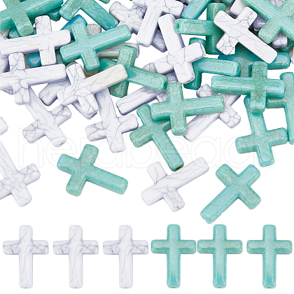 SUNNYCLUE 100Pcs 2 Colors Plastic Imitation Turquoise Beads KY-SC0002-19-1
