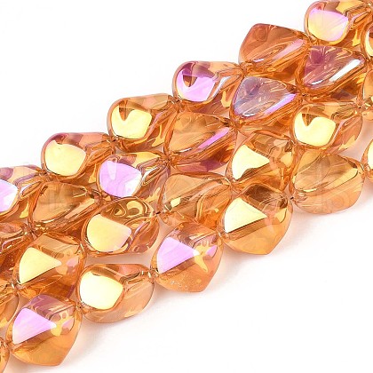 Electroplate Transparent Glass Beads Strands EGLA-N017-02C-1
