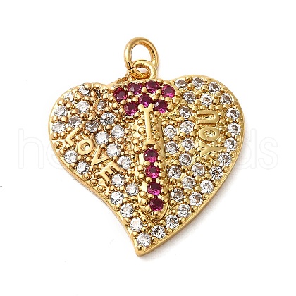Rack Plating Brass Micro Pave Cubic Zirconia Pendants KK-K377-78G-1