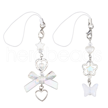 Globleland 2Pcs 2 Styles Alloy and Acrylic Mobile Straps AJEW-GL0002-68-1