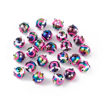 UV Plating Rainbow Iridescent Acrylic Enamel Beads OACR-I003-08-1