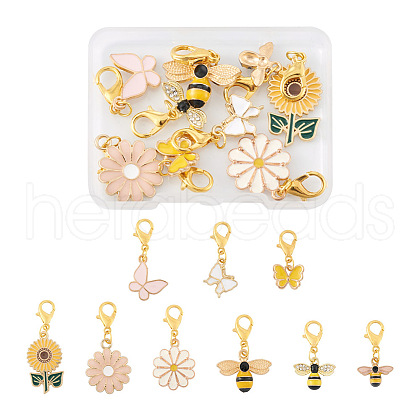 Craftdady 9Pcs 9 Style Alloy Enamel Pendant Decoration HJEW-CD0001-01-1