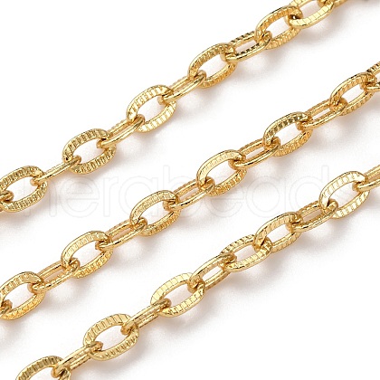 Brass Textured Oval Link Chains CHC-H113-26G-1