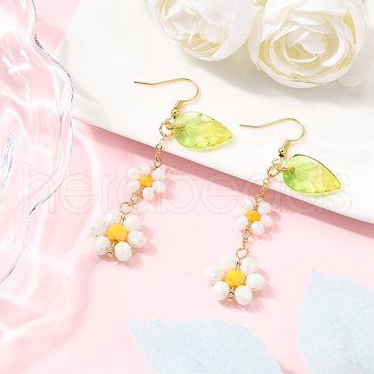 Electroplate Glass Dangle Earrings EJEW-TA00652-01-1