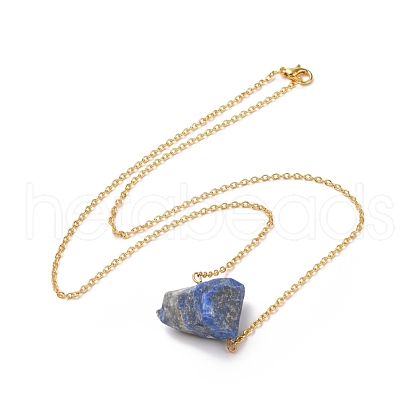 Natural Lapis Lazuli Irregular Nugget Pendant Necklace G-E155-03G-06-1