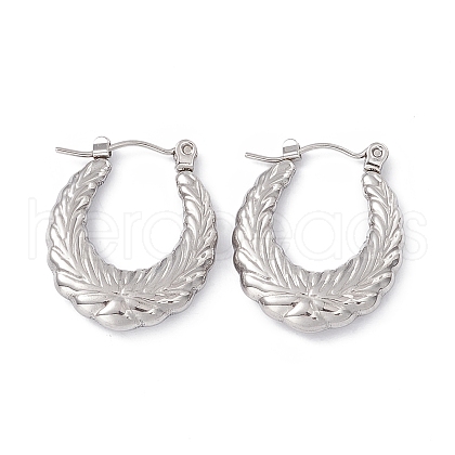 304 Stainless Steel Wheat Ring Thick Hoop Earrings for Women EJEW-B018-08P-1