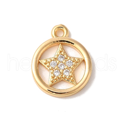 Brass Micro Pave Clear Cubic Zirconia Charms KK-M294-29G-1
