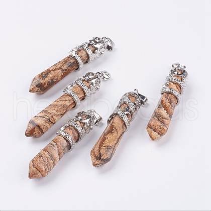 Natural Picture Jasper Big Pointed Pendants G-G738-A-21-1