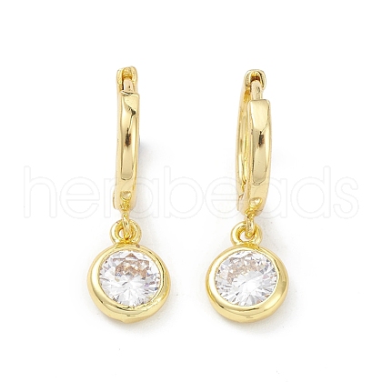Flat Round Rack Plating Brass Cubic Zirconia Hoop Earrings X-EJEW-K245-22G-1