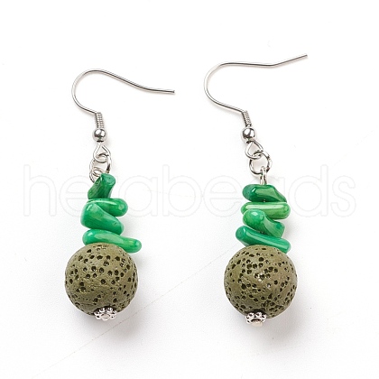 Natural Lava Rock Dangle Earrings EJEW-E260-B14-1