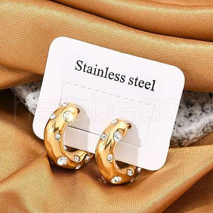 304 Stainless Steel Rhinestone Stud Earrings EJEW-M070-18G-1