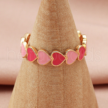 Heart Brass Enamel Cuff Rings for Women FS-WGCCE82-01-1