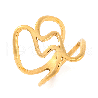 Ion Plating(IP) 304 Stainless Steel Wave Finger Rings for Women RJEW-S414-30B-G-1