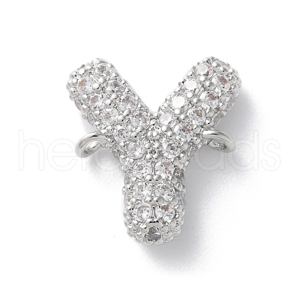 Brass Micro Pave Cubic Zirconia Letter Links KK-I717-04Y-P-1