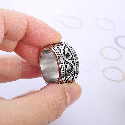 Vintage Totem Stainless Steel Wide Finger Rings for Men FS-WG9BFEA-05-1