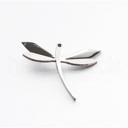 304 Stainless Steel Rhinestone 3D Dragonfly Mini Pendants STAS-E090-77P-1