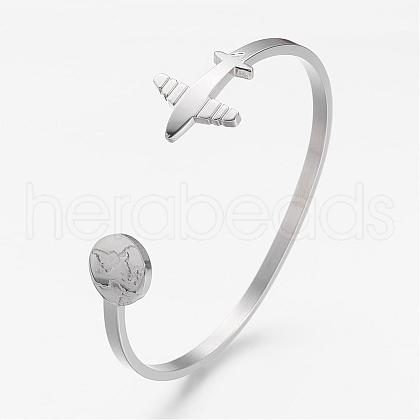 Tarnish Resistant 304 Stainless Steel Cuff Bangles BJEW-N0028-02P-1