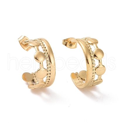 Ion Plating(IP) 304 Stainless Steel Flat Round Wrap Stud Earrings EJEW-G326-04G-1