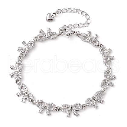Brass Bowknot Link Chain Bracelets BJEW-D039-44P-1