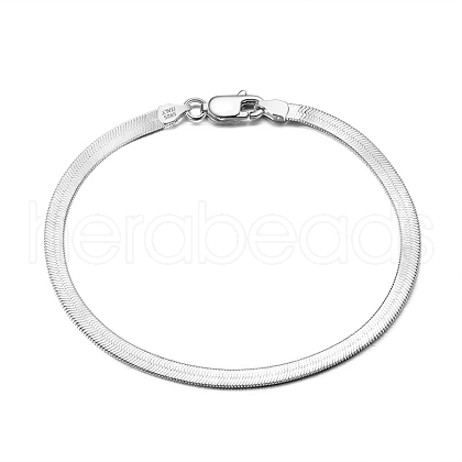 3mm 925 Sterling Silver Herringbone Chain Bracelets BJEW-I314-006C-P-1