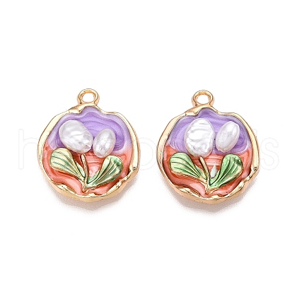 Rack Plating Alloy Enamel Pendants ENAM-N056-415-1