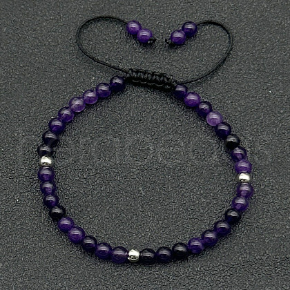 Adjustable Natural Amethyst Braided Beaded Bracelets for Women LG9619-1-1