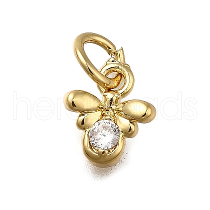 Brass Micro Pave Clear Cubic Zirconia Pendants ZIRC-I070-034G-1