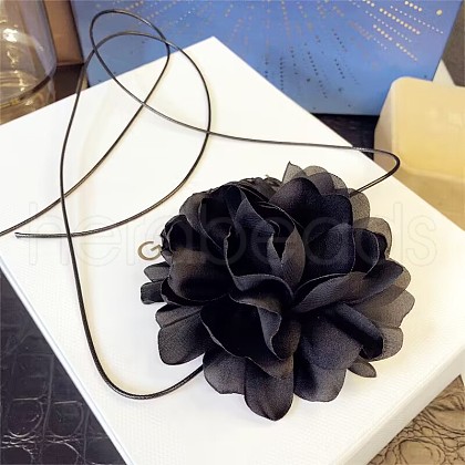 3D Flower Polyester Wrap Choker Necklaces FS-WG63CF5-01-1