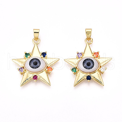 Brass Micro Pave Cubic Zirconia Pendants for Women KK-T070-105-1