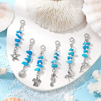 Sea Animal Tibetan Style Alloy Pendant Decorations HJEW-JM03163-1