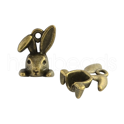 Tibetan Style Alloy Rabbit Charms TIBEP-Q041-023AB-NR-1
