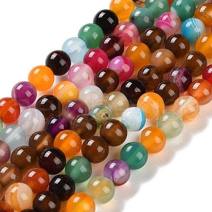 Natural Striped Agate/Banded Agate Beads Strands G-Z060-A01-A07-1