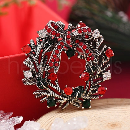 Christmas Theme Zinc Alloy Rhinestone Brooches for Backpack Clothes LK8386-24-1