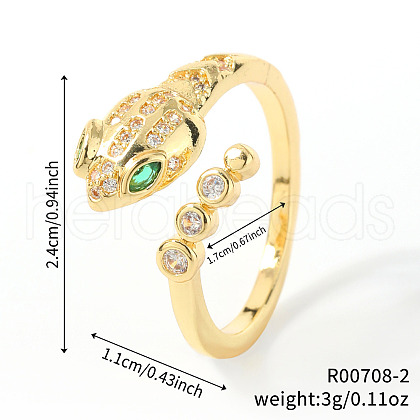 Brass Micro Pave Cubic Zirconia Cuff Rings for Women YW5453-2-1
