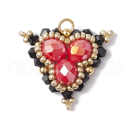 Glass Seed Beads Triangle Pendants PALLOY-MZ00452-05-1