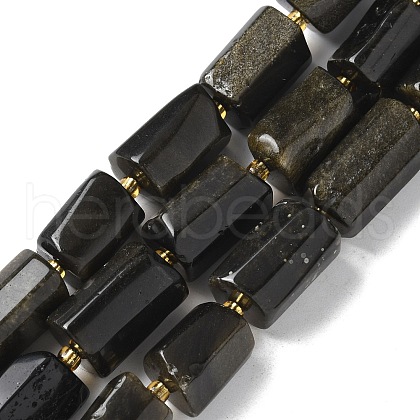Natural Golden Sheen Obsidian Beads Strands G-N327-06-40-1