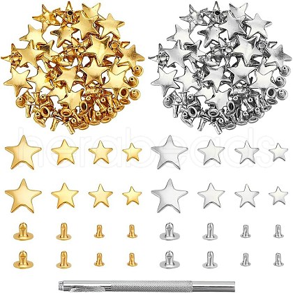 WADORN 200Sets 6 Styles Star Shape Iron Garment Rivets FIND-WR0011-66-1