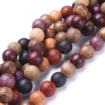 Natural Wood Beads Strands X-WOOD-F008-07-A-1