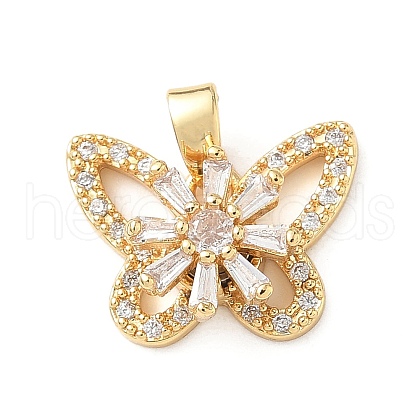 Brass Micro Pave Cubic Zirconia Rotating Pendants KK-M323-01E-G-1