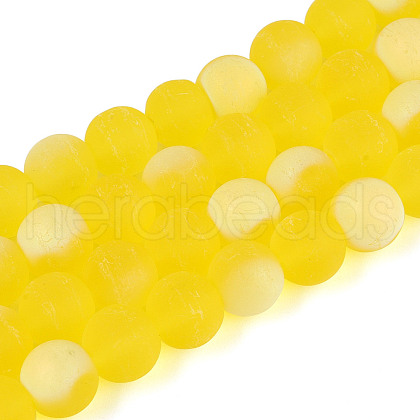 Frosted Transparent Glass Beads Strands GLAA-T032-T10mm-MBB11-1