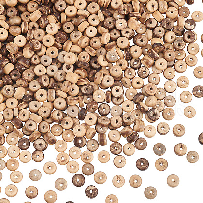 Olycraft Natural Coconut Shell Rondelle Bead Strands COCB-OC0001-001A-1