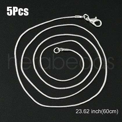 Brass Round Snake Chain Necklace with Lobster Claw Clasps MAK-YW0001-14E-1