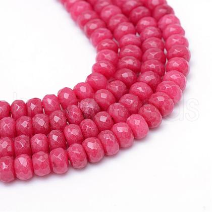 Faceted Rondelle Dyed Natural White Jade Bead Strands G-R343-6x8-17-1